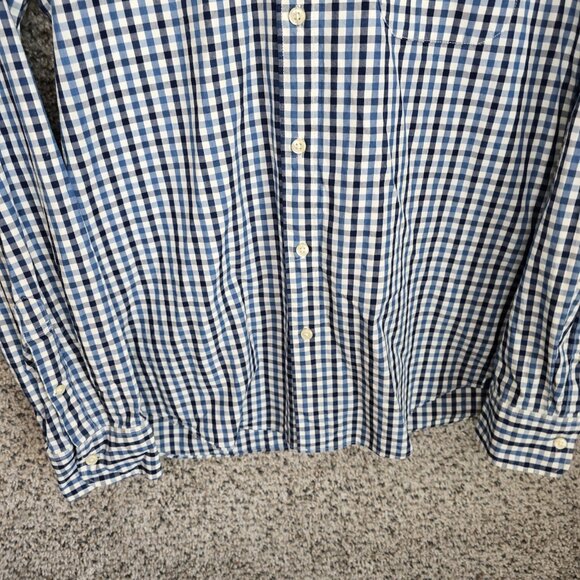 J Crew Shirt Mens Medium Blue Check Button Down Indigo Slim Fit Long Casual - Picture 5 of 7
